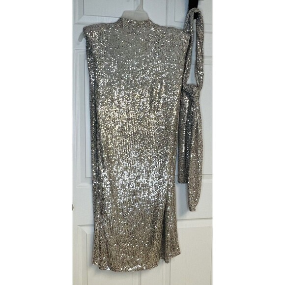 Sofia Lux Champagne Sequin Dress OS One Size Fits 4-14 Made In Italy Retail $195 - Picture 3 of 12